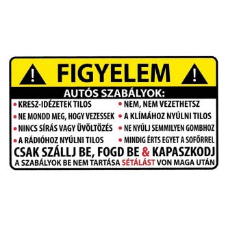 Autós szabályok, vicces matrica