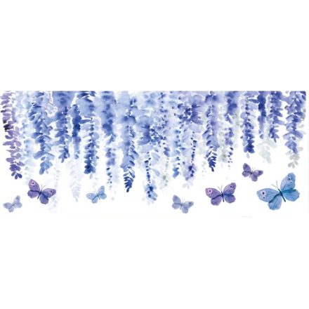 Lila-kék akác pillangókkal, sztatikus ablakmatrica