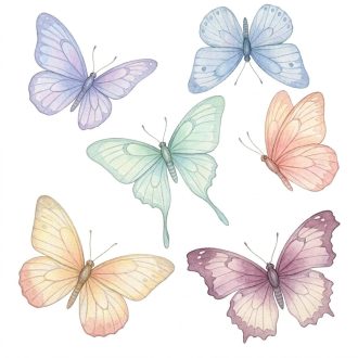 Pasztell színű pillangók, ragasztómentes ablakmatrica