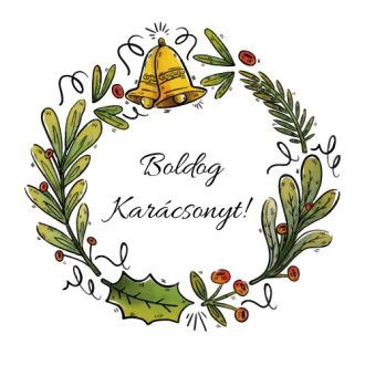   Vintage karácsonyi koszorú, dekorációs matrica ablakra vagy kirakatra