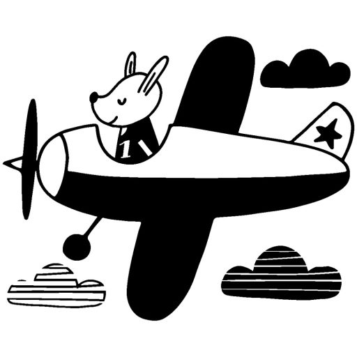 Kiskutya repülővel, gyerekszoba falmatrica