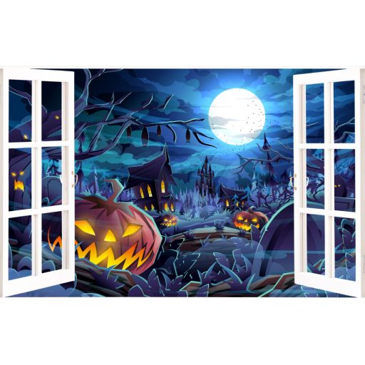 Halloweeni hangulat, ablak hatású falmatrica