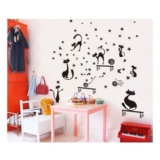 Cicák polcokkal, 70 részes falmatrica szett