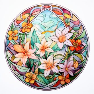   Pasztell árnyalatú virágok, ólomüveg hatású ablakmatrica