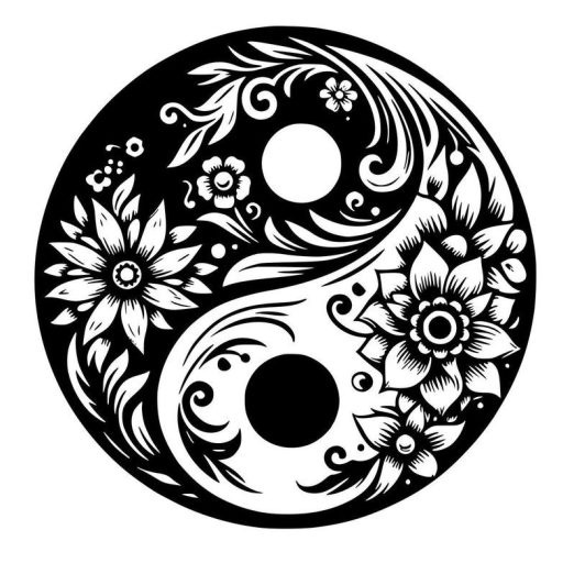 Virágos Jin-jang, falmatrica