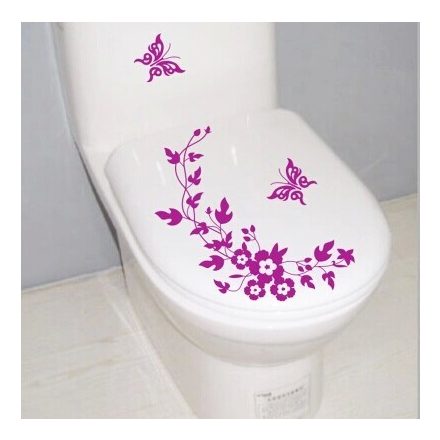 Virágok pillangókkal, toalett díszítő matrica