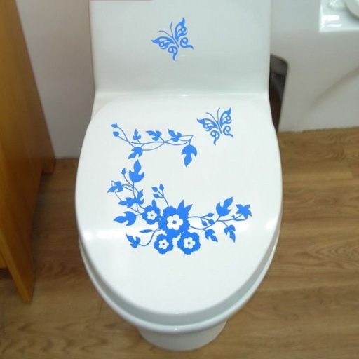 Virágok pillangókkal, toalett díszítő matrica