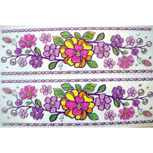 Színes virágok, bordűr kontúrmatrica