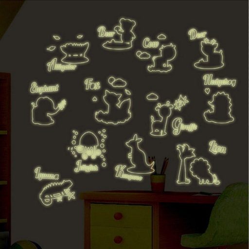 Állatkák, éjjel világító falmatrica