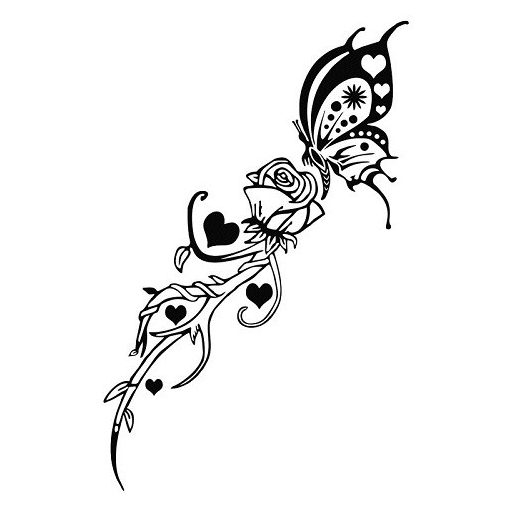 Rózsaszál pillangóval, autómatrica