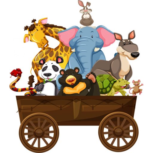 Kocsikázó állatok, gyerekszoba falmatrica