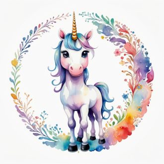 Cuki unikornis, kör alakú falmatrica gyerekszobába