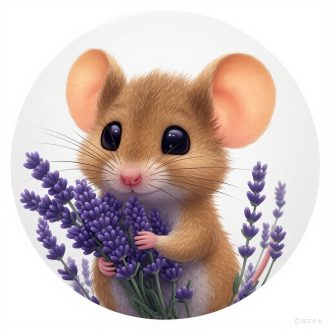Kisegérke levendulacsokorral, mesés falmatrica