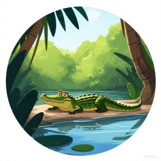 Krokodil a folyóparton, állatos gyerekszoba falmatrica