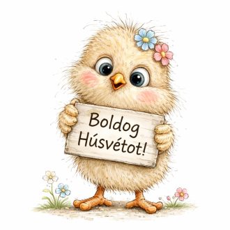   Boldog Húsvétot kiscsibe, többször használható húsvéti ablakmatrica