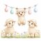 Girlandon függő húsvéti bárány, sztatikus üvegfólia