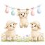 Girlandon függő húsvéti bárány, sztatikus üvegfólia