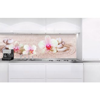   Tengerpart orchidea virágokkal, konyhai matrica hátfal, 180 cm