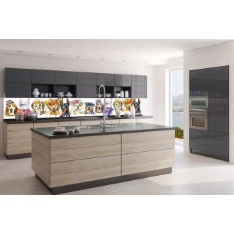 Kutyák portréja, konyhai matrica hátfal, 350 cm