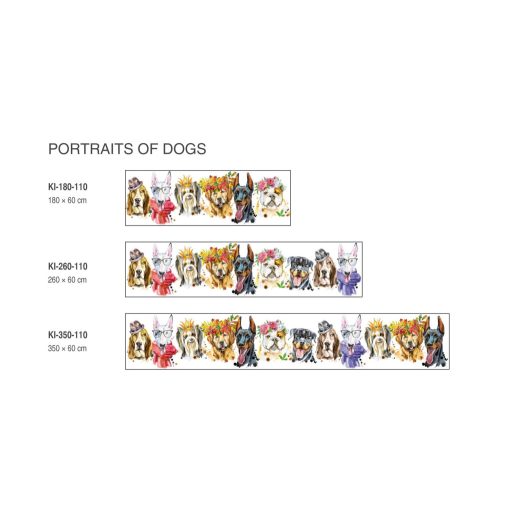Kutyák portréja, konyhai matrica hátfal, 350 cm
