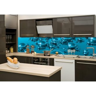 Kék buborékok, konyhai matrica hátfal, 260 cm