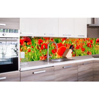 Pipacsok, konyhai matrica hátfal, 260 cm