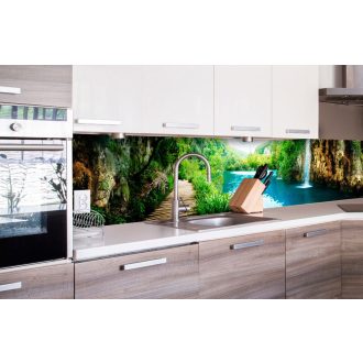 Sziklás vízesések, konyhai matrica hátfal, 260 cm