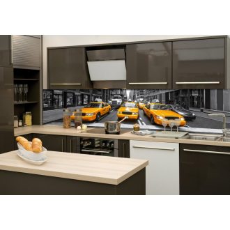 Sárga taxik, konyhai matrica hátfal, 260 cm