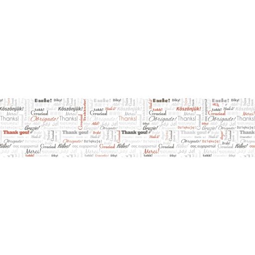 Köszönjük feliratok, konyhai matrica hátfal, 260 cm
