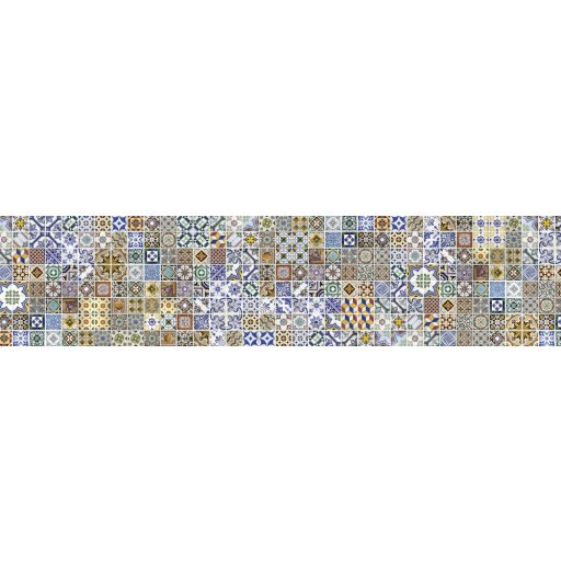 Színes csempeminta, konyhai matrica hátfal, 260 cm