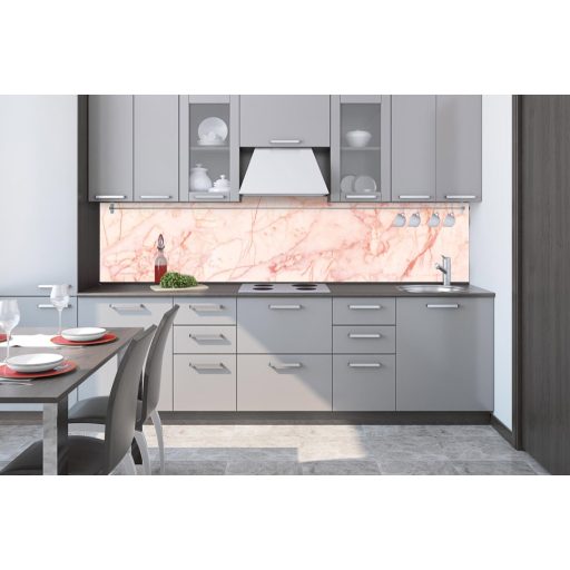 Rózsaszín márvány, konyhai matrica hátfal, 260 cm