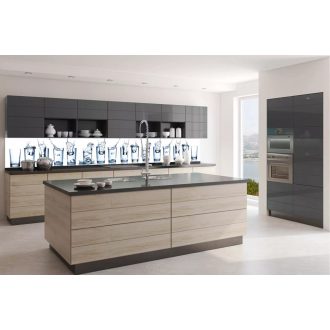 Poharak vízzel, konyhai matrica hátfal, 260 cm