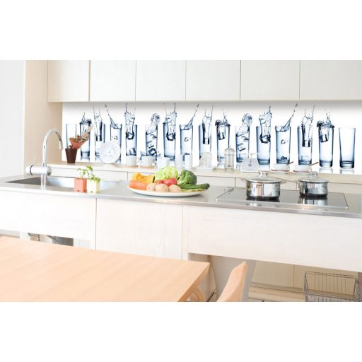 Poharak vízzel, konyhai matrica hátfal, 260 cm