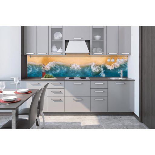 Hullámok, konyhai matrica hátfal, 260 cm