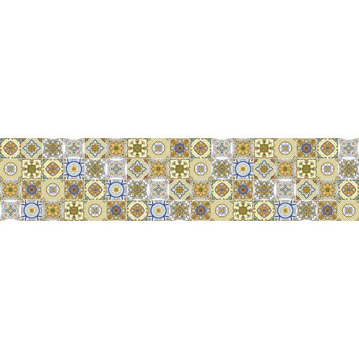 Sárga portugál csempeminta, konyhai matrica hátfal, 260 cm