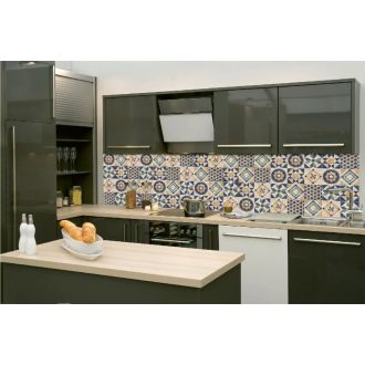 Portugál csempeminta, konyhai matrica hátfal, 260 cm