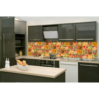 Festett csempeminta, konyhai matrica hátfal, 260 cm