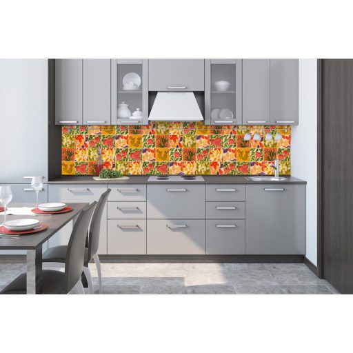 Festett csempeminta, konyhai matrica hátfal, 260 cm