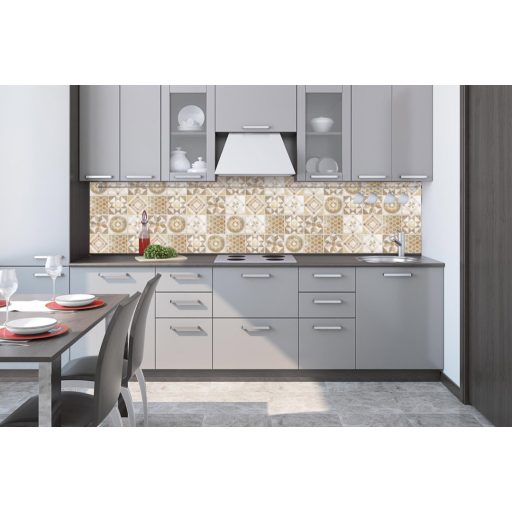 Bézs  csempeminta, konyhai matrica hátfal, 260 cm