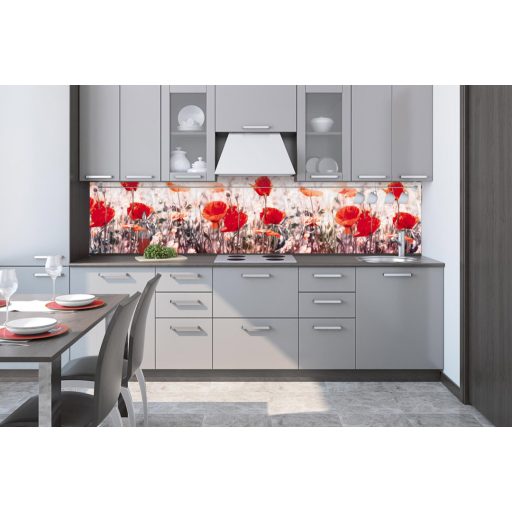 Mákvirágok, konyhai matrica hátfal, 260 cm