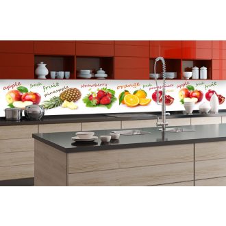 Gyümölcs mix, konyhai matrica hátfal, 350 cm