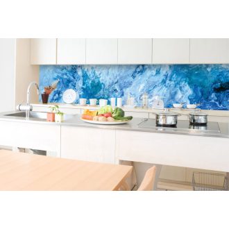 Kék absztrakt fal, konyhai matrica hátfal, 350 cm