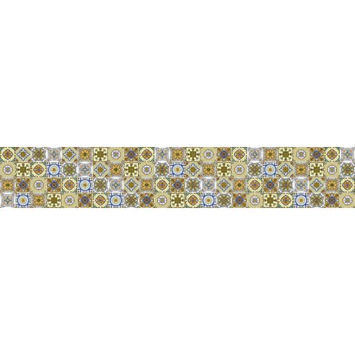 Sárga portugál csempeminta, konyhai matrica hátfal, 350 cm