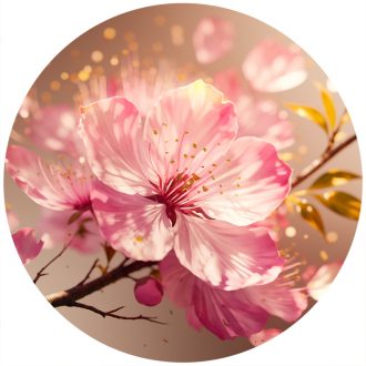 Barackvirág, kör alakú ablakmatrica