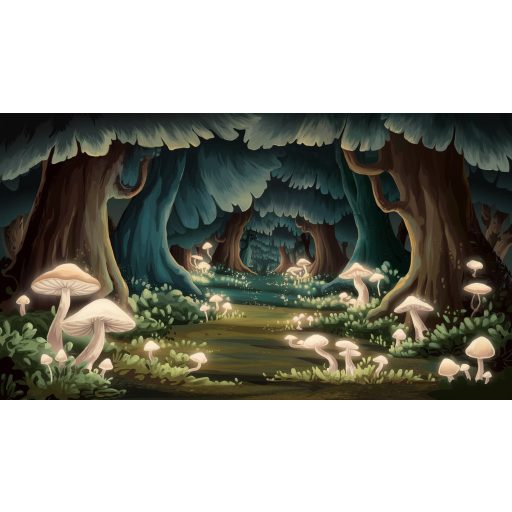 Meseerdő világító gombái, vlies poszter tapéta