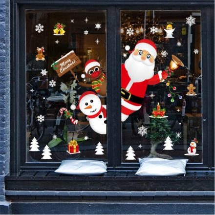 Télapó és barátai, karácsonyi dekorációs matrica ablakra vagy kirakatra - Dekormatricák Webáruház