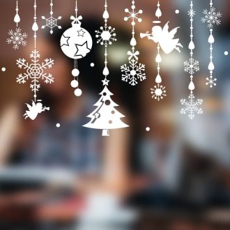   Díszek, nagy karácsonyi dekorációs matrica ablakra vagy kirakatra
