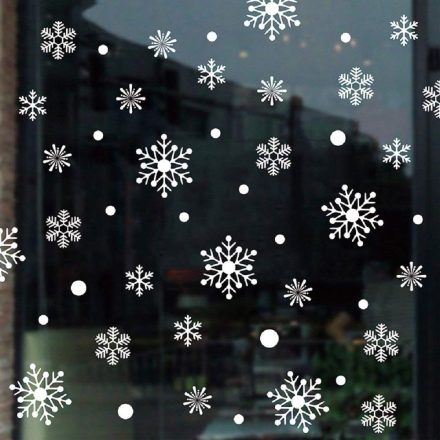 Fehér hópelyhek, karácsonyi dekorációs matrica ablakra - Dekormatricák Webáruház