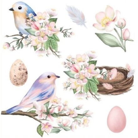 Csillámos pasztell madarak1, húsvéti sztatikus ablakmatrica