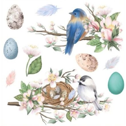 Csillámos pasztell madarak2, húsvéti sztatikus ablakmatrica